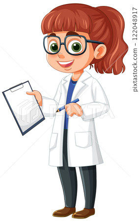 Young Scientist with Clipboard Illustration 122048917