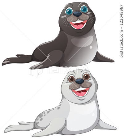 Playful Seals by the Ocean 122048967