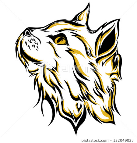 Wolf head silhouette. Powerful, majestic, and wild. Ideal for tattoos and design Wolf head silhouette. Powerful, majestic, and wild. Ideal for tattoos and design 122049023