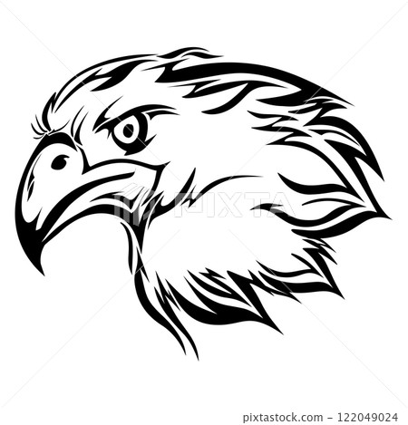 Eagle head silhouette. Powerful, sharp, and majestic. Ideal for logos and design Eagle head silhouette. Powerful, sharp, and majestic. Ideal for logos and design 122049024
