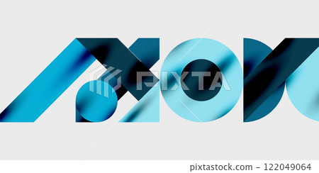 Modern abstract background featuring circles, lines, and triangles in a dynamic geometric composition. Perfect for stylish, tech, or creative-themed designs 122049064