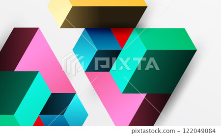 Sleek abstract design featuring isometric 3D blocks in a clean, modern composition. Perfect for tech-inspired themes, with vibrant colors and geometric precision Sleek abstract design featuring isometric 3D blocks in a clean, modern composition. Perfect for tech-inspired themes, with vibrant colors and geometric precision 122049084