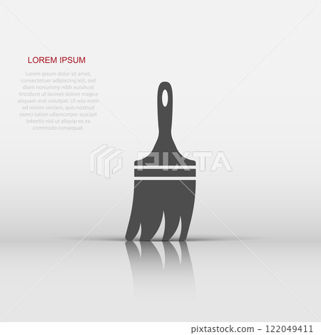 Paint brush sign icon in flat style. Paintbrush vector illustration on white isolated background. Craft equipment business concept. 122049411