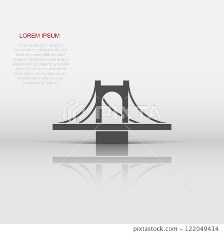 Bridge sign icon in flat style. Drawbridge vector illustration on white isolated background. Road business concept. Bridge sign icon in flat style. Drawbridge vector illustration on white isolated background. Road business concept. 122049414