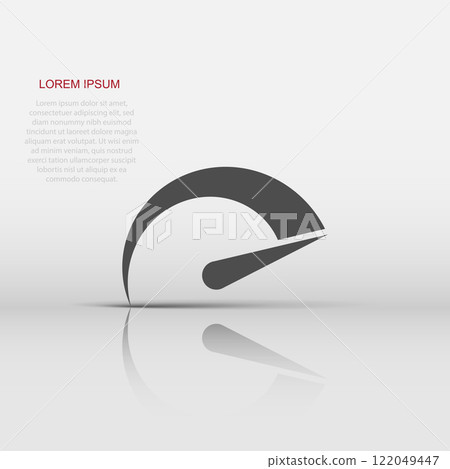Speedometer level sign icon in flat style. Accelerate vector illustration on white isolated background. Motion tachometer business concept. 122049447