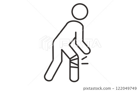 Simple line icon of an injured person 122049749