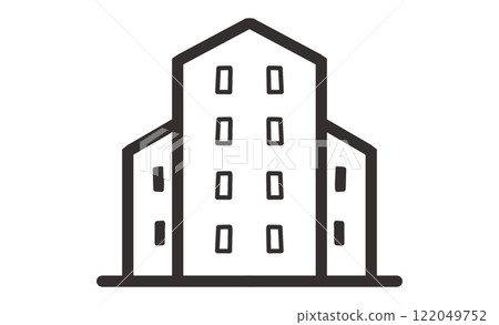 簡單建築單色圖示設計 122049752
