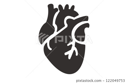 Anatomical heart monochrome icon design Anatomical heart monochrome icon design 122049753