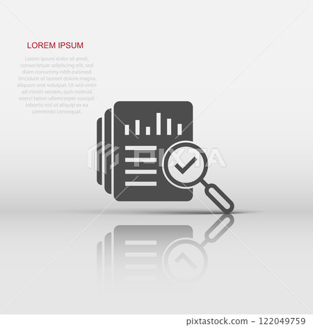 Audit document icon in flat style. Result report vector illustration on white isolated background. Verification control business concept. Audit document icon in flat style. Result report vector illustration on white isolated background. Verification control business concept. 122049759