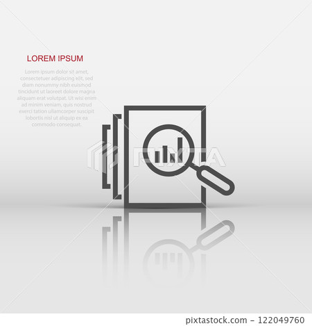 Audit document icon in flat style. Result report vector illustration on white isolated background. Verification control business concept. Audit document icon in flat style. Result report vector illustration on white isolated background. Verification control business concept. 122049760