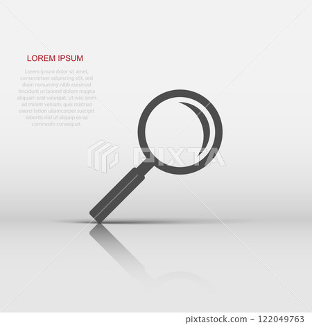 Loupe sign icon in flat style. Magnifier vector illustration on white isolated background. Search business concept. Loupe sign icon in flat style. Magnifier vector illustration on white isolated background. Search business concept. 122049763