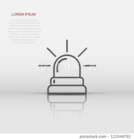 Emergency siren icon in flat style. Police alarm vector illustration on white isolated background. Medical alert business concept. Emergency siren icon in flat style. Police alarm vector illustration on white isolated background. Medical alert business concept. 122049782
