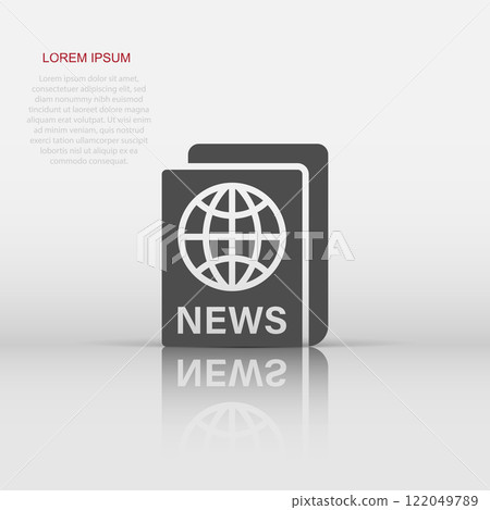 Newspaper icon in flat style. News vector illustration on white isolated background. Newsletter business concept. Newspaper icon in flat style. News vector illustration on white isolated background. Newsletter business concept. 122049789