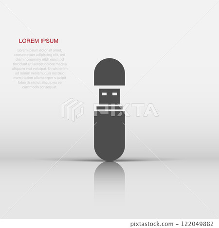 Usb drive icon in flat style. Flash disk vector illustration on white isolated background. Digital memory business concept. Usb drive icon in flat style. Flash disk vector illustration on white isolated background. Digital memory business concept. 122049882