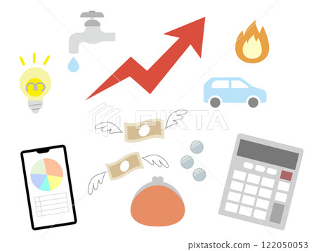 描繪生活成本上升的插圖，象徵高物價和通貨膨脹 122050053