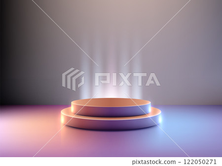 3D Technology Podium with Ethereal Spotlights and Gradient Backdrop for Product Display Mockups 122050271
