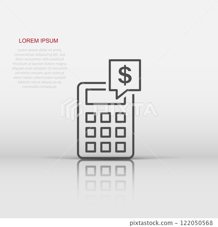 Money calculation icon in flat style. Budget banking vector illustration on white isolated background. Financial payment business concept. 122050568