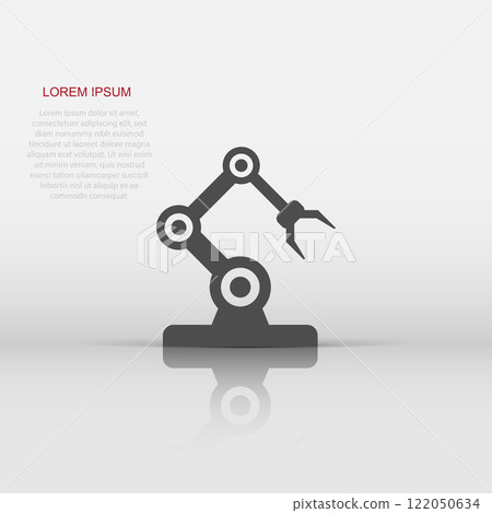 Robot arm icon in flat style. Mechanic manipulator vector illustration on white isolated background. Machine business concept. 122050634