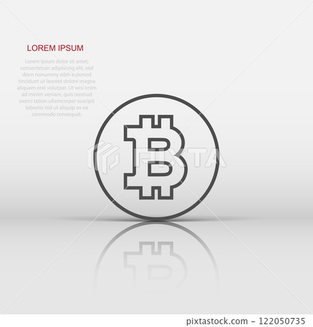 Bitcoin icon in flat style. Blockchain vector illustration on white isolated background. Cryptocurrency business concept. Bitcoin icon in flat style. Blockchain vector illustration on white isolated background. Cryptocurrency business concept. 122050735