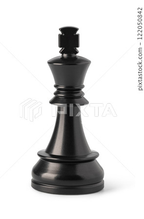 Black king chess piece standing on white background 122050842
