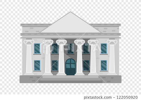 Bank building icon in flat style. Financing department vector illustration on isolated background. Courthouse with columns sign business concept. Bank building icon in flat style. Financing department vector illustration on isolated background. Courthouse with columns sign business concept. 122050920