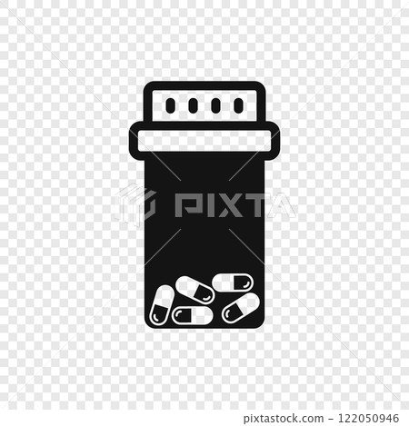 Pills capsules icon in flat style. Medical tablet vector illustration on isolated background. Healthcare drug sign business concept. Pills capsules icon in flat style. Medical tablet vector illustration on isolated background. Healthcare drug sign business concept. 122050946
