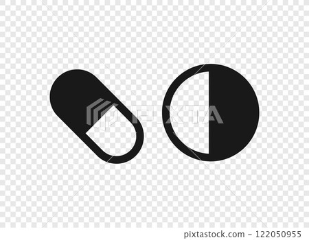 Pills capsules icon in flat style. Medical tablet vector illustration on isolated background. Healthcare drug sign business concept. 122050955