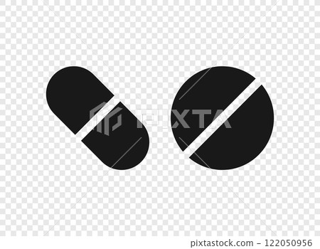 Pills capsules icon in flat style. Medical tablet vector illustration on isolated background. Healthcare drug sign business concept. 122050956
