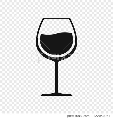 Wine bottles with glasses icon in flat style. Alcohol drink vector illustration on isolated background. Champagne beverage sign business concept. 122050967