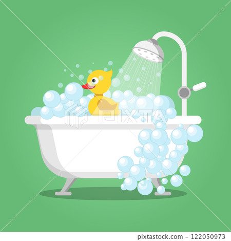 Bath icon in flat style. Bathroom vector illustration on isolated background. Bathtub sign business concept. 122050973