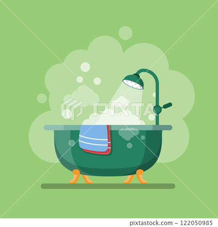 Bath icon in flat style. Bathroom vector illustration on isolated background. Bathtub sign business concept. 122050985