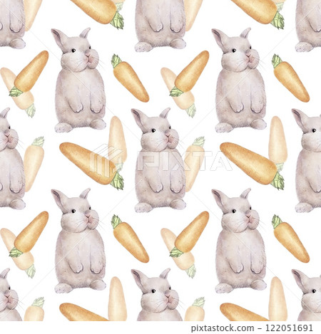 Seamless Rabbit Pattern With Carrot Seamless Rabbit Pattern With Carrot 122051691