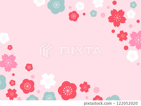 Japanese-style floral background with plum and peach blossoms 2 122052020