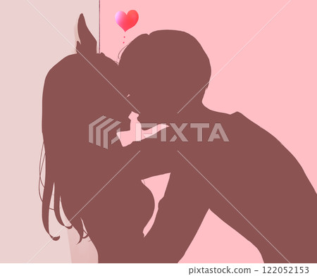 一個男人和一個女人做 Kabedon 的剪影 一個男人和一個女人做 Kabedon 的剪影 122052153