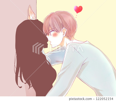 Shadow play of a man and woman doing kabedon 122052154