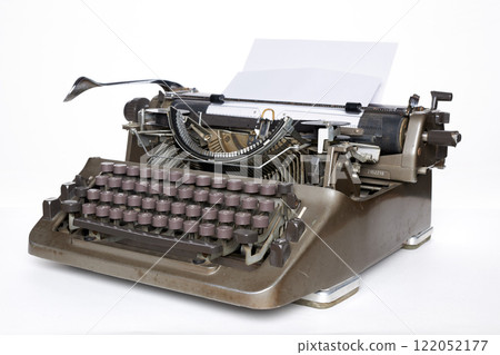 Typewriter on a white background. 122052177