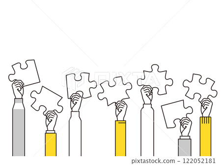 受合作啟發的插圖。有謎題的人，沒有文字 122052181