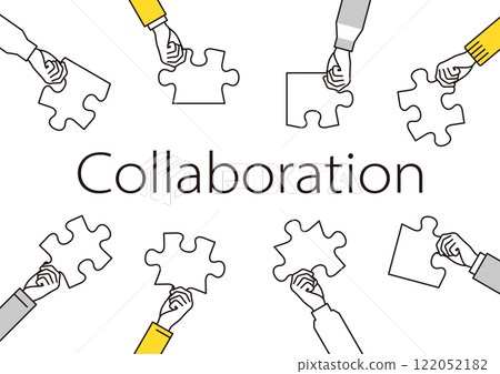 受合作啟發的插圖。有謎題的人,有文字 受合作啟發的插圖。有謎題的人,有文字 122052182