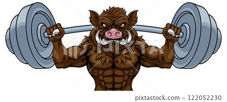 Boar Razorback Hog Weight Lifting Gym Mascot 122052230