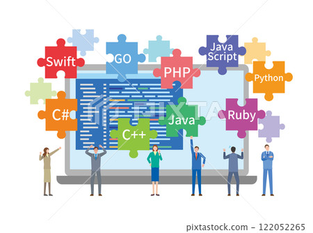 程式語言和人物插圖 程式語言和人物插圖 122052265