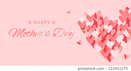 Valentine's Day vector illustration (banner design) of a big heart made up of small hearts 122052275