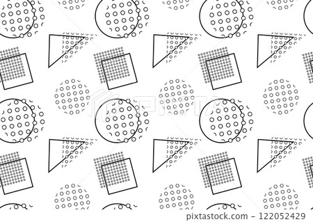Seamless Geometric Pattern with Dotted Shapes in Black and White 122052429
