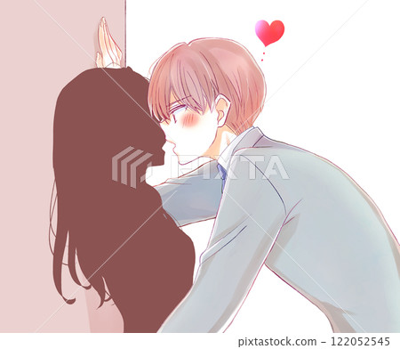 男女上班族做 Kabedon 的剪影 122052545