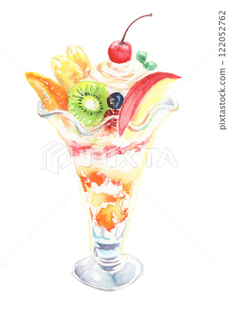 Fruit parfait watercolor illustration 122052762