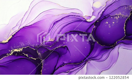 Luxurious marble-style background illustration Marble pattern alcohol ink art Purple Gold Material AI-generated 122052854