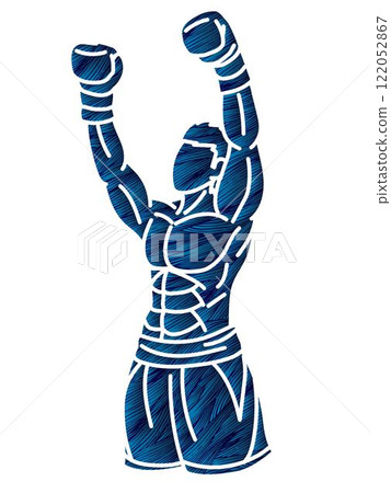 Boxing Sport Kickboxing Muay Thai Boxer Action Cartoon Graphic Vector 122052867