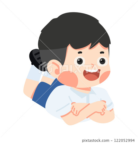 Young boy lying on floor Young boy lying on floor 122052994