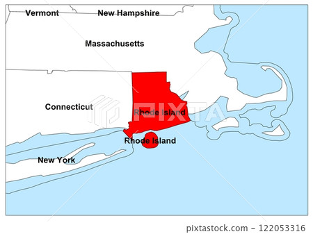 Rhode Island Virginia united states of america map red sign 122053316
