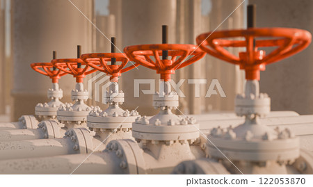 Gas Valves Used in the Oil & Gas Industry, 3d Gas Valves Used in the Oil & Gas Industry, 3d 122053870