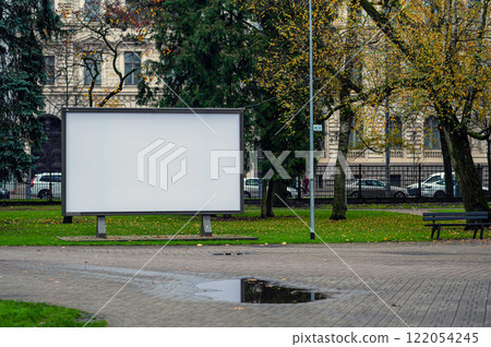 Blank signboard in a city park landscape 122054245